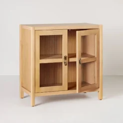 Grooved Wood With Glass 2-Door Cabinet - Natural - Hearth & Hand™ With Magnolia -Furni Style Shop GUEST 9aa7705a c66f 495b 80dd 55470dae1fa8