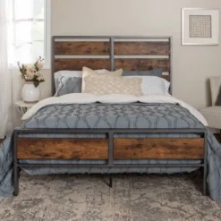 Queen Urban Chic Metal And Wood Plank Bed Brown - Saracina Home -Furni Style Shop GUEST 9ba450b4 e465 46ef 9f8f 881f1960dbc8