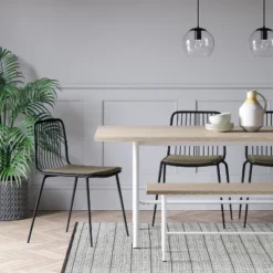 Set Of 2 Sodra Rounded Seat Wire Dining Chair Black - Thresholdā¢