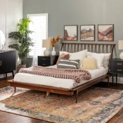 Boho Solid Wood Spindle Platform Bed - Saracina Home -Furni Style Shop GUEST a59e04b0 9472 44a4 aa47 43be053d19eb