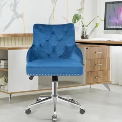 Tangkula Velvet Desk Chair Upholstered 360°Swivel Height Adjustable Rolling Office Chair For Office Bedroom Living Room -Furni Style Shop GUEST a867090d c5e7 46a7 b203 9413c5456318