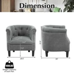 Costway Modern Accent Chair With Ottoman Armchair Barrel Sofa Chair With Footrest Grey -Furni Style Shop GUEST ab16d52c 605c 4b4c af7a 34168f16f64b