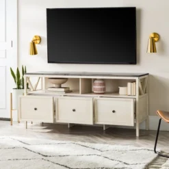 Farmhouse 3 Drawer Wood TV Stand For TVs Up To 65" - Saracina Home 32 Farmhouse 3 Drawer Wood TV Stand For TVs Up To 65" - Saracina Home -Furni Style Shop GUEST acf328b1 4981 4fb4 9c99 669678336b76