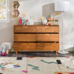 Mid-Century Modern Groove Wood 6 Drawer Dresser - Saracina Home -Furni Style Shop GUEST b23f9ced 0f20 4832 b513 915786661b90