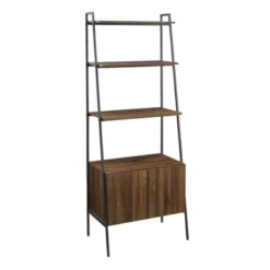 72" Open Shelf And Closed Storage Cabinet Ladder Bookcase - Saracina Home -Furni Style Shop GUEST b4c9708c 2fe3 4654 9c06 b27773a6d3bc
