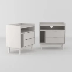 2pk Mid-Century Modern Solid Wood 2 Drawer Storage Nightstands - Saracina Home -Furni Style Shop GUEST c880a12d 845d 41f3 8c73 9ddb9ed4b555