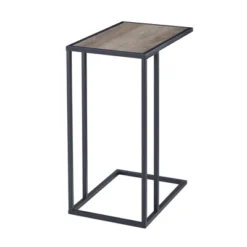 23" Modern Rectangle Two-Tone C Side Table With Metal Base - Saracina Home -Furni Style Shop GUEST d20774fc 5fe4 4fa9 bf5f cf9fd585efd4