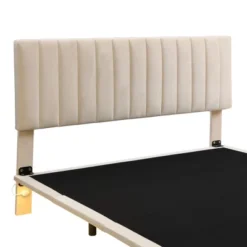 Queen Size Upholstered Floating Velvet Platform Bed With Sensor Light And Headboard-ModernLuxe -Furni Style Shop GUEST d54cfe1a 7731 44a4 8d11 242852f7e515