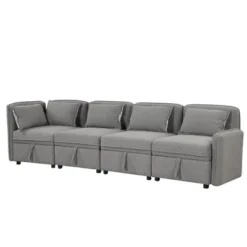 122.8" Minimalist Convertible Modular Sofa, Upholstered Sectional Sofa Couch With 5 Pillows-ModernLuxe 21 122.8" Minimalist Convertible Modular Sofa, Upholstered Sectional Sofa Couch With 5 Pillows-ModernLuxe -Furni Style Shop GUEST db8c769f 873d 402b bea5 b7a0feead322