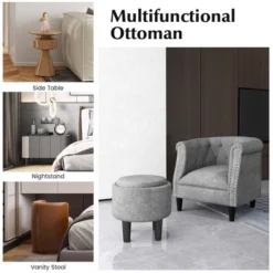 Costway Modern Accent Chair With Ottoman Armchair Barrel Sofa Chair With Footrest Grey -Furni Style Shop GUEST e550a4be bd7d 4b7e b8b2 9df68e88dc9b