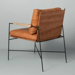 Faux Leather & Metal Accent Chair - Black/Brown - Hearth & Hand™ With Magnolia -Furni Style Shop GUEST e5692544 8e55 4447 8f20 aa4310407010