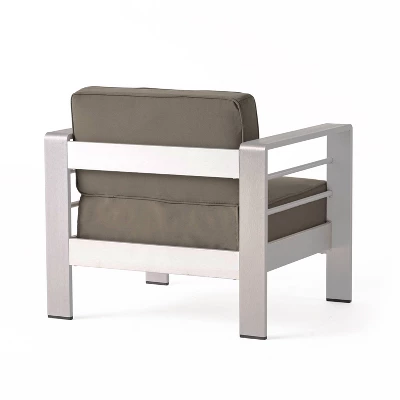 Cape Coral 5pc Aluminum And MGO Seating Set With Fire Table Khaki/Light Gray - Christopher Knight Home 6 Cape Coral 5pc Aluminum And MGO Seating Set With Fire Table Khaki/Light Gray - Christopher Knight Home - Image 4