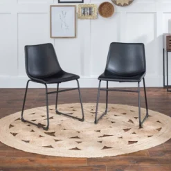 Set Of 2 Laslo Modern Upholstered Faux Leather Dining Chairs - Saracina Home -Furni Style Shop GUEST e921ecff 5d1c 46bf 8a40 c3330f7f710d