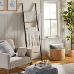 6' Wood & Steel Blanket Ladder Black/Natural - Hearth & Hand⢠With Magnolia
