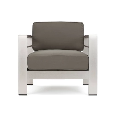 Cape Coral 5pc Aluminum And MGO Seating Set With Fire Table Khaki/Light Gray - Christopher Knight Home 4 Cape Coral 5pc Aluminum And MGO Seating Set With Fire Table Khaki/Light Gray - Christopher Knight Home - Image 2