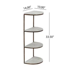 33.5" Bainville Modern Glam Handcrafted Marble Half Round Etagere Bookcase Natural White/Antique Brass - Christopher Knight Home -Furni Style Shop GUEST fb001299 deda 4e66 a94a b631d5799612