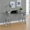 Statham Glass Top Adjustable Sawhorse Standing Desk Chrome - Coaster 2 Statham Glass Top Adjustable Sawhorse Standing Desk Chrome - Coaster -Furni Style Shop GUEST ffcf41f8 43fd 4643 b499 dd5d0d211d8f